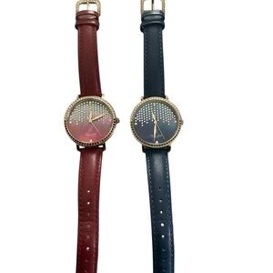 Elegant Red and Blue Crystal Watches